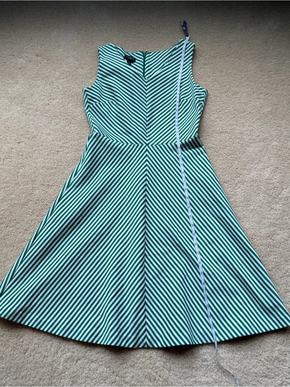 Talbots Green & White Striped Knit Fit and Flare Edie Dress - Size P (XSP) - EUC - Picture 8 of 8